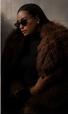 Mannequin en manteau de fourrure brune, film de campagne New Era